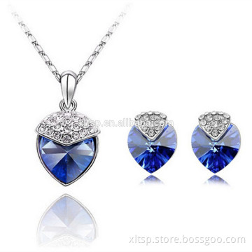 New product low price cubic zirconia heart jewelry set in many color